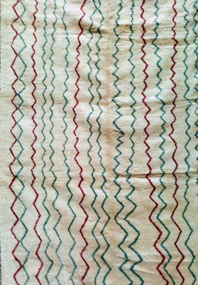 White, Red and Green Moroccan Rug-Coopérative Bakiz-MyTindy