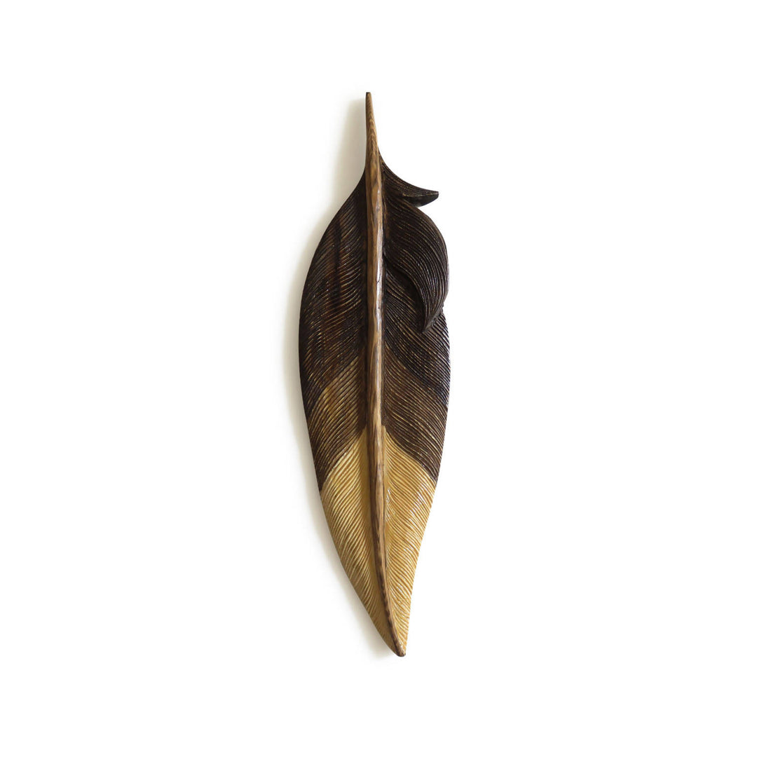Carved feather for wall decor