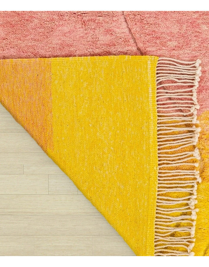 Beni Mrirt Moroccan Wool Yellow & Pink Rug