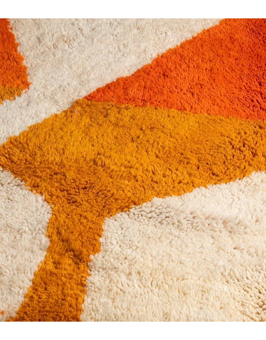 Authentic Moroccan Wool Orange and Brown Beni Mrirt Rug