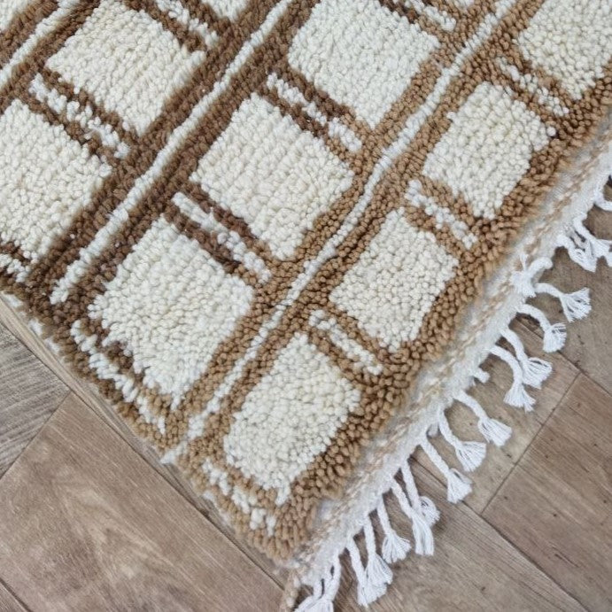 Brown Handmade Rug, Brown Checkered Rug - Berber style wool rug from Morocco - Modern rug