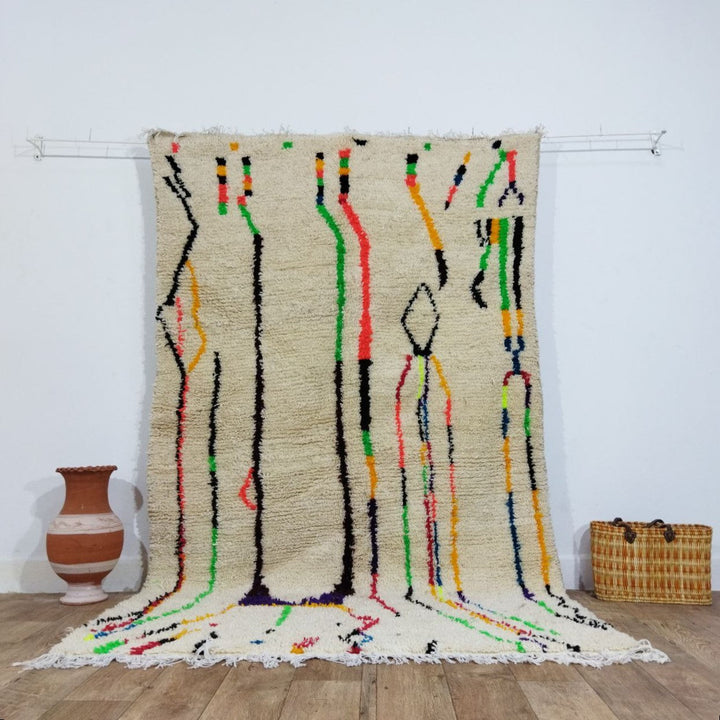Vintage Moroccan Rug - Azilal Colorful Rug 5x8ft - Soft Living Room Rug