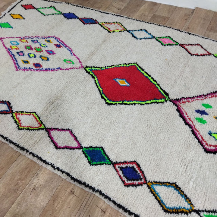 Vintage Moroccan Rug - Unique Multicolor Wool Carpet - Colorful Carpet 5x8ft