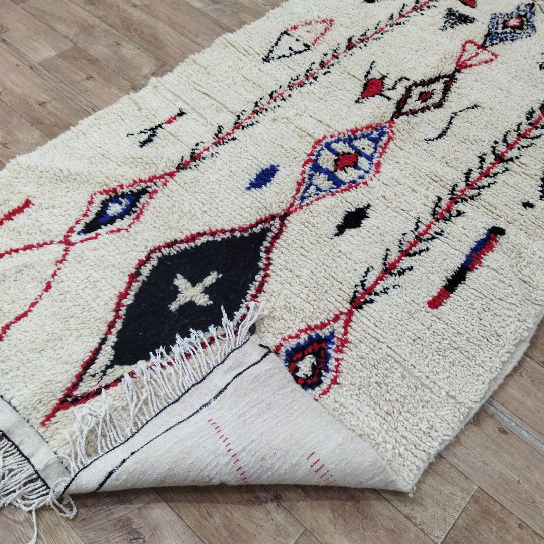 Vintage Moroccan Rug - Azilal Colorful Rug 4x8ft - Soft Wool Rug
