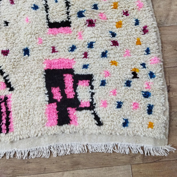 Pink Rug Morocco Wool Rug 4x8 Ft - Berber Azilal Tribal Rug - Boho Rug