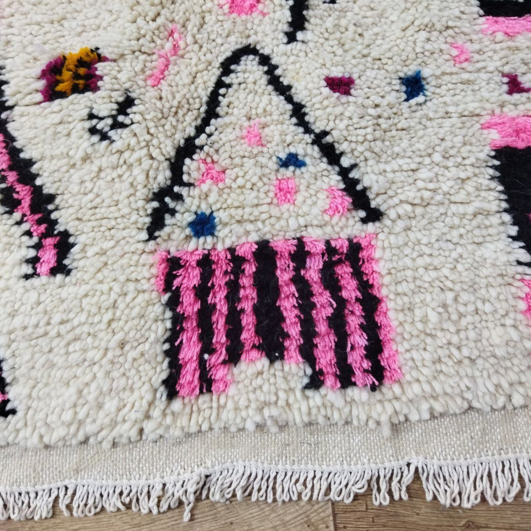 Pink Rug Morocco Wool Rug 4x8 Ft - Berber Azilal Tribal Rug - Boho Rug