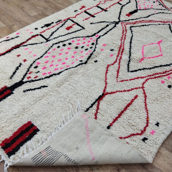 Red & Pink Rug Moroccan Berber Carpet - Tapi Marocain 6x10 Ft