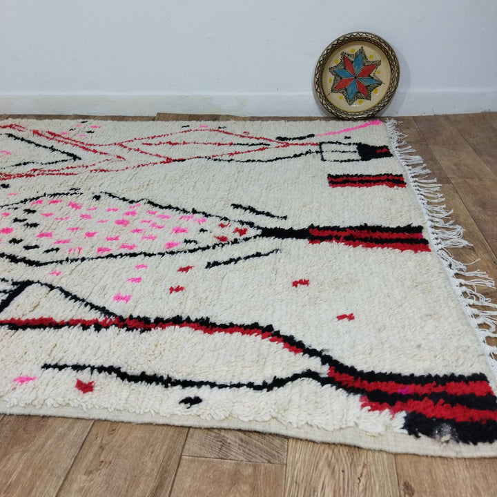 Red & Pink Rug Moroccan Berber Carpet - Tapi Marocain 6x10 Ft