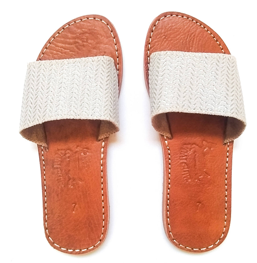 Leather Off White Sandals-My Real Leather-MyTindy