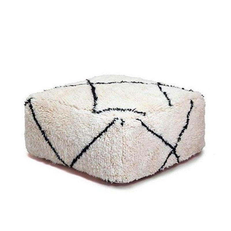 Beni Ourain Black and White Ottoman-The Label-MyTindy