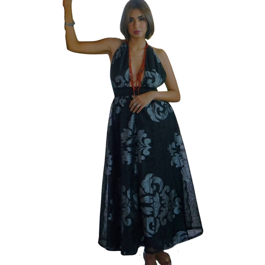 black dress with silver flowers Altaira Black/Silver / XL