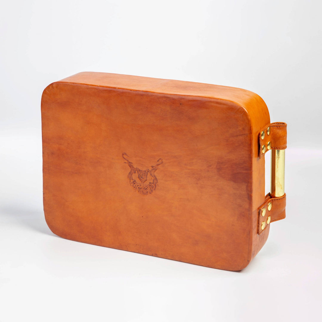 Golden Handles Leather Tray