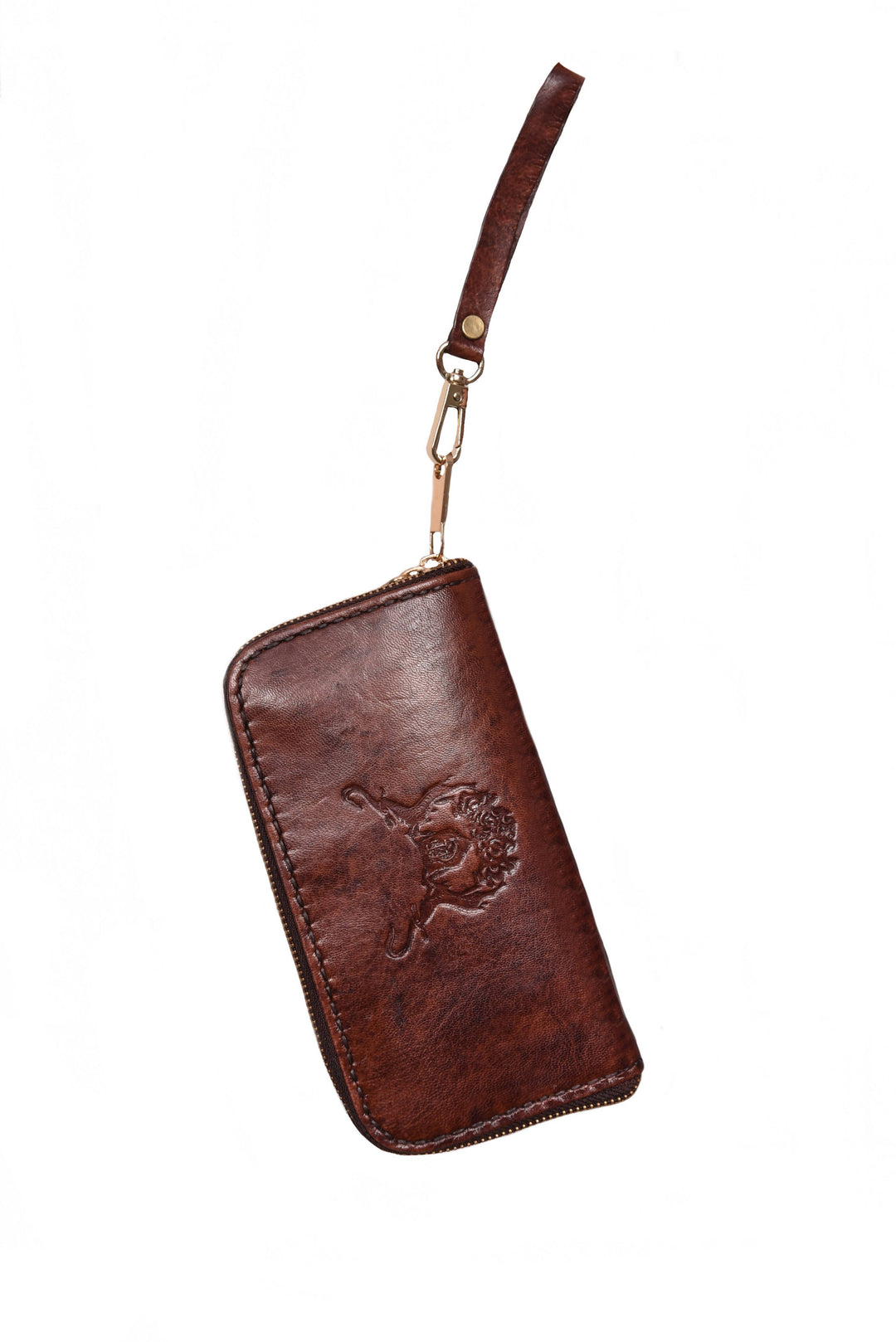 Leather Double Zipper Wristband Wallet