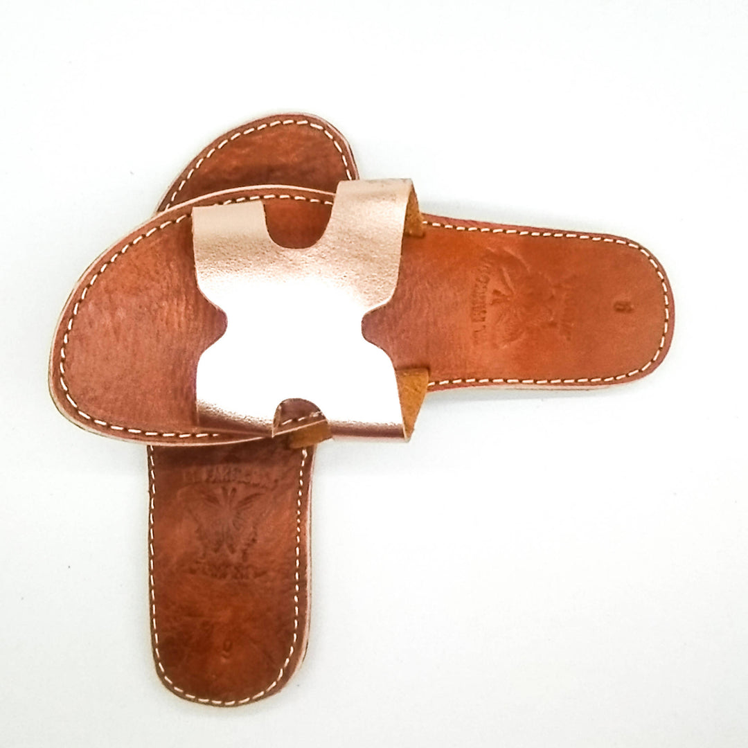 Bronze Leather Sandales H Shaped-My Real Leather-MyTindy
