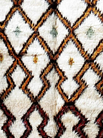 Brown and White Moroccan Rug-Coopérative Bakiz-MyTindy