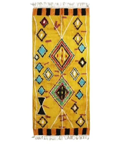 Tapis Berbere jaune folklorique 80x180 cm