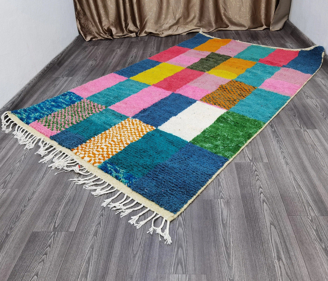 Handmade Boujaad Moroccan Wool Rug - Elevate Your Space with Multicolor Elegance