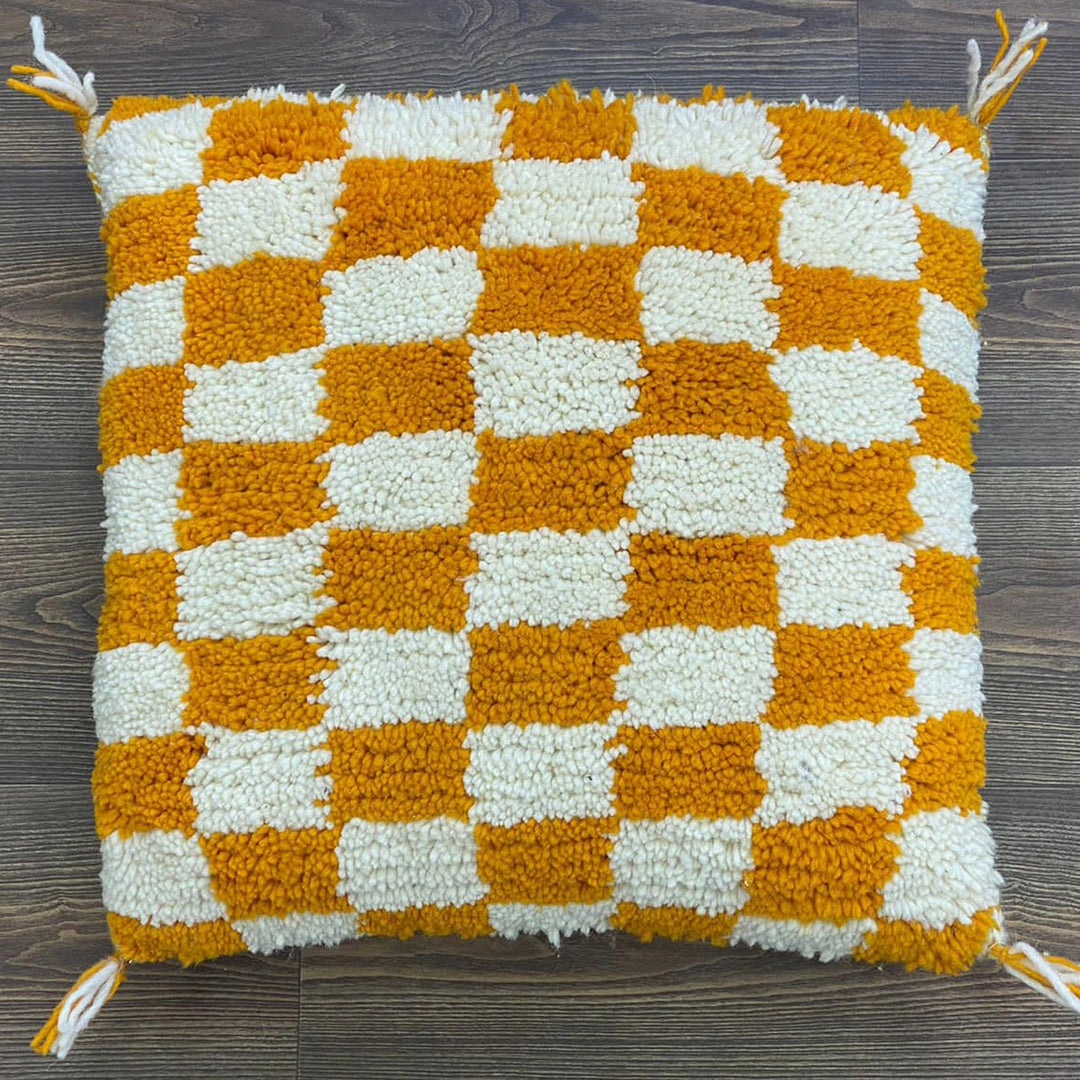 Berber Pillow Yellow Checkered