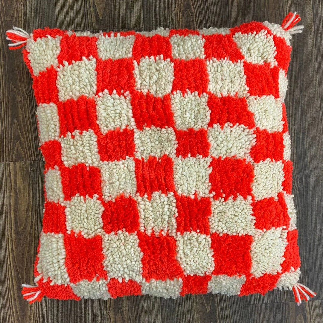 Berber Pillow Red Checkered