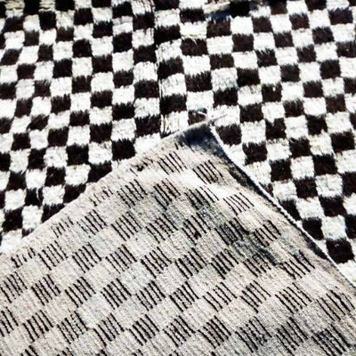 Black and White Checkers Moroccan Rug-Coopérative Bakiz-MyTindy