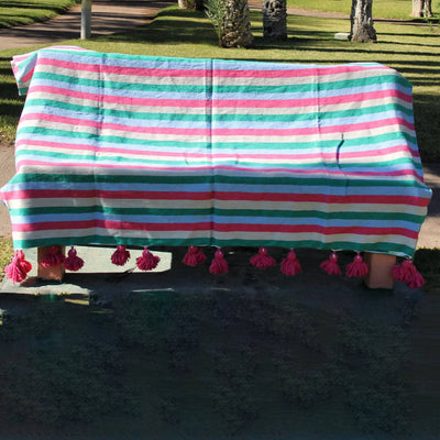 Tomatish Moroccan Blanket With Pompoms