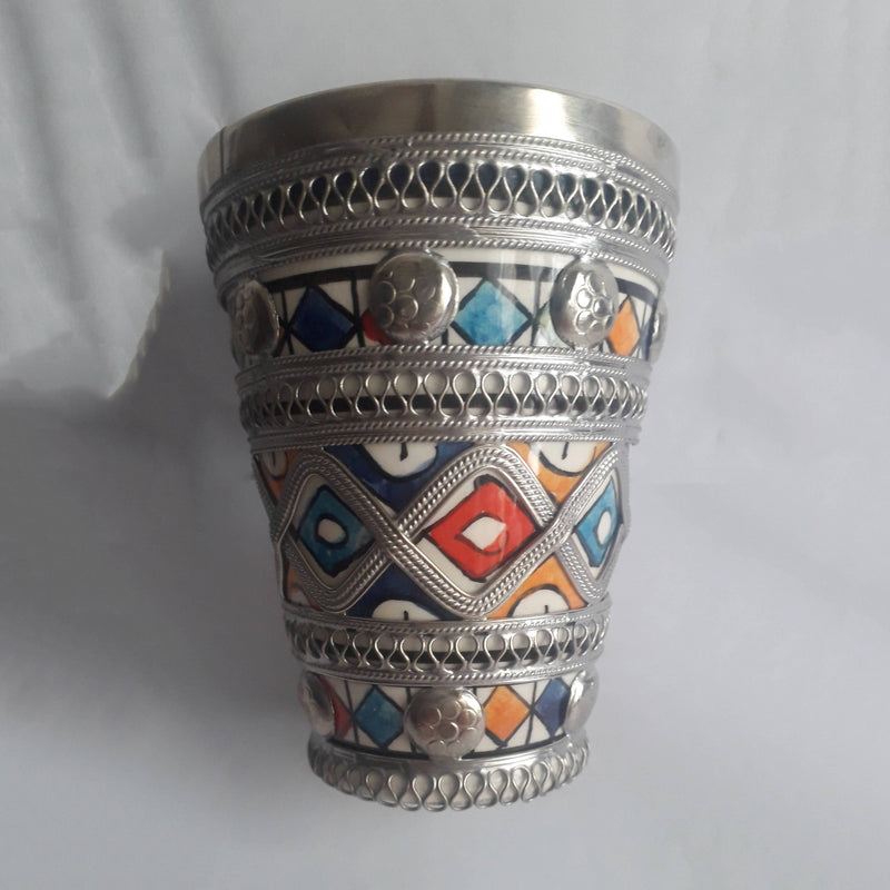 Moroccan Cup made of Clay and Metal-Youssef hamlili-MyTindy