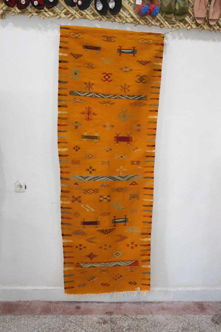 Orange Akhnif Moroccan Carpet Corridor