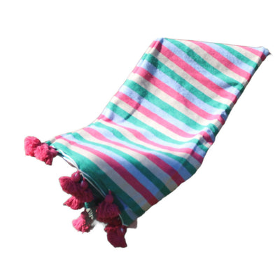 Tomatish Moroccan Blanket With Pompoms