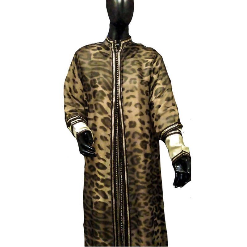 Leopard Kaftan-Dress African Morocco Mode-MyTindy