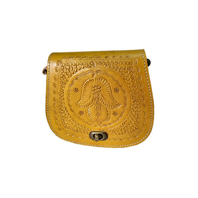 Moroccan Cross Body Leather Bag with Hamsa Engraving-My Real Leather-MyTindy