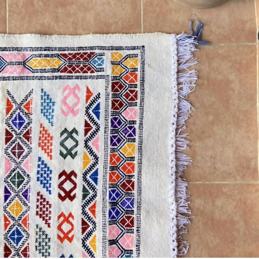 White Kilim Atlas Rug