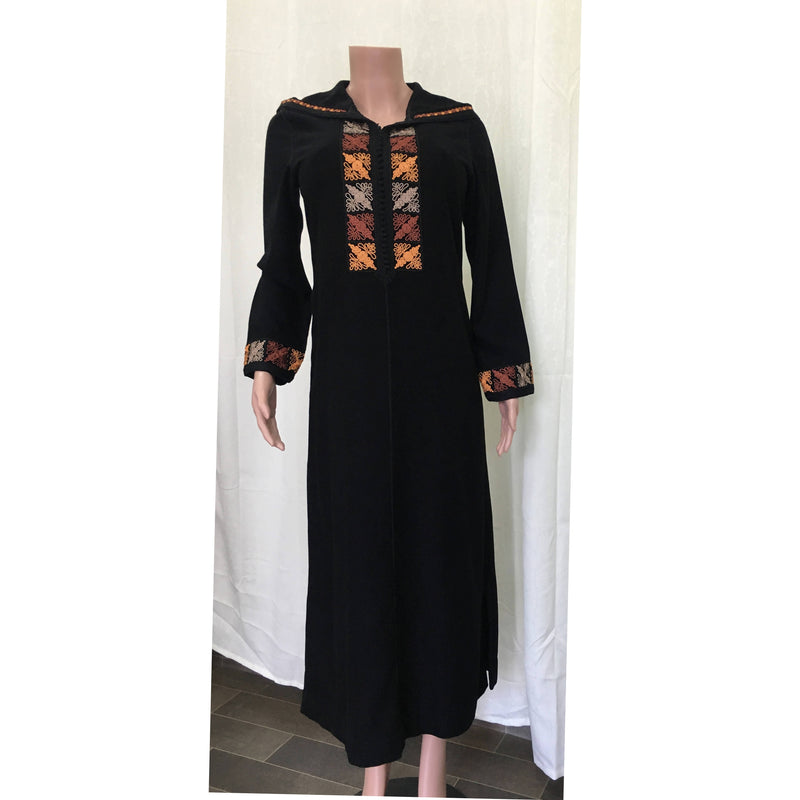 Black and Orange Moroccan Djellaba-Machhour Elegance-MyTindy