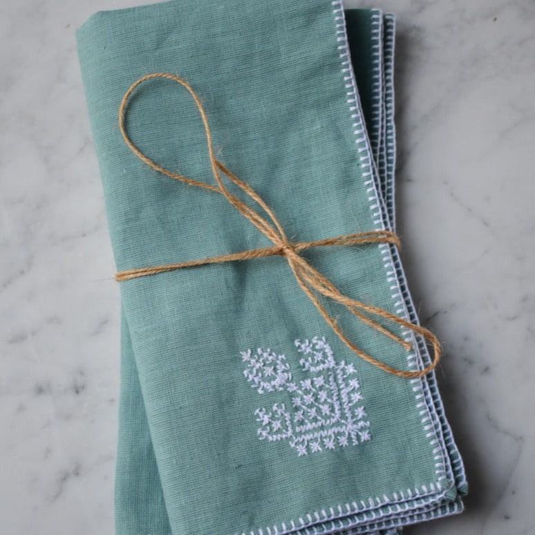 Set of two Zahra Washed Linen Embroidered Napkin 